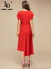 Short sleeve Asymmetrical Casual Red Midi Dresses