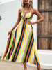  Rainbow Print Long Dress 