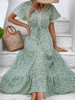 Casual Green Ruffle Big Hem Lace-up Beach Dress 
