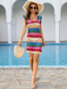 Crochet Mini Dress for Women Ruffle Sleeve Bikini Cover Up 