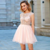 Sweet Light Pink Homecoming Dress .