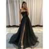 Sweetheart Neck Slit A Line Sweep Train Sequined Tulle Party Dress 