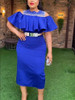  Women Party Birthday Cold Shoulder Beads Ruffles Fitted Celebrity Gown