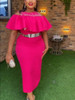  Women Party Birthday Cold Shoulder Beads Ruffles Fitted Celebrity Gown