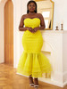 Party Elegant Strapless Lace Fish Tail Dresses 