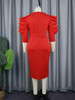 Summer Red Sheath Dress for Women Half Sleeve with Ruffles Cut Out Large Size Clothes Birthday Wedding Guest Evening Party Gowns