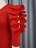 Summer Red Sheath Dress for Women Half Sleeve with Ruffles Cut Out Large Size Clothes Birthday Wedding Guest Evening Party Gowns
