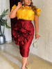 Women 2 Piece Outfits Luxury Embroidery Ruffle Tops and High Waist Midi Skirt Set Dressy Flower Sequin Shiny Fitted Party Wear