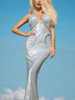 Sexy Evening Dresses Women Sequins Diamond Halter V Neck Sleeveless Long Maxi Dress Elegant Bodycon Party Wedding Gowns