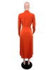 Elegant Pleated Dresses for Women Office Lady Notched Collar Long Sleeve Buttons Empire A Line Swing Dress Causal Autumn New
