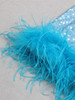 Backless Halter Celebrity Mesh Sequins Feather Blue Mini Gowns Celebrity Elegant Evening Party Club Dress