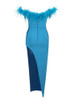  Off Shoulder Split Feather Midi Gowns Celebrity Elegant Evening Party Club Dress