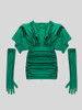 Short Sleeve Deep V Neck Ruffles Ruched Green Gloves Mini Gowns Celebrity Elegant Evening Party Club Dress