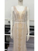 Sleeveless Mesh Pearl Beading Lace Gloves Maxi Long Gowns Dress 