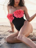 Strapless Backless Flower Black Women Summer Bandage Bodysuit 