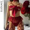Ellolace Fantasy Lingerie Bowknot Open Bra Silk Underwear Ruffle Hot Sexy Erotic Underwear Valentine Porn Intimate Outfits