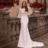 O Neck Appliques Bride Gown Belt Mermaid Zipper Wedding Party Dress