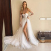 Neckline A Line Lace Bridal Gowns 3D Flower Dresses 