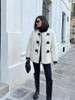 Women Fashion Solid Lambswool Horn Button Coat 
