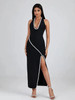 Long Bandage Black Women Maxi Party Dress 