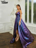  Spaghetti Purple V-neck A-line Chic Elegant Prom Formal Occasion Dresses