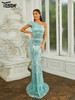 One Shoulder Backless Green Mermaid Prom Cocktail Evening Formal Occasion Dresses
