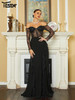 Woman Off Shoulder Lace Panel Sequin Black Evening Prom Party Dress