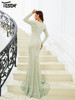 Long Sleeve Sequin Mermaid Evening Dress Floor Length Prom Party Vestidos