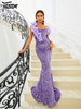 One Shoulder Purple Sequin Mermaid Evening Prom Party Floor Length Dress