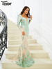 Long Sleeve Green Cocktail Mermaid Evening Prom Party Floor Length Dress