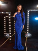 Blue Mesh Long Sleeve Sequin Mermaid Evening Formal Occasion Dresses