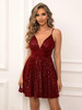  Lace Up Backless Sequin Cami Dress