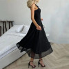 Sling Square Neck Sleeveless Nipped Waist Solid Elegant Dress