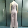 One Shoulder Sleeveless Nipped Waist Loose With Pockets Wide Legs Pants 