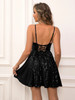 Lace Up Backless Sequin Cami Dress ..