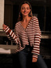 Striped Pattern Button Front Cardigan