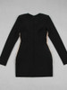 Women's Long Sleeve Rhinestone Tassel V-Neck Patchwork Mini Dress 