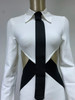 Long Sleeve Patchwork Black White Mini Bodycon Bandage Dress 
