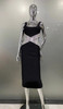  Square Collar Shinnign Diamond Bodycon Bandage Mid-calf Dress 