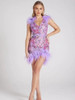  V-Neck Shinning Sequins Feathers Bodycon Mini Dress 
