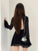 Elegant Back Hollow Out Lace-up Long Sleeve Dress