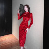 Modified Cheongsam Retro Style Jacquard Evening Party Dress