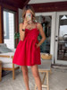 Chic Red Double Bow Strap Mini Dress 
