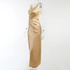 One Shoulder Folds Sleeveless Elegant Night Party Dress 
