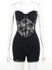  Overalls Lace See Through Off-shoulder Sleeveless Club Party Playsuit