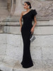  Feather One Shoulder Women Party Dress 
