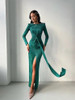 Elegant Solid Pleated Split Tassels Maxi Dress 
