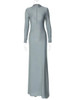 Zip-up Solid Gray Long Maxi Dress 