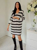 Fashion Women Stripe Knitted Mini Dress 