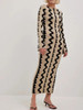 Fashion Wave Striped Women Knitted Maxi Dress 
